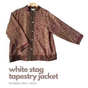 Vintage White Stag Women - Multicolor Tapestry Jacket - Women's Size 18W / 20W